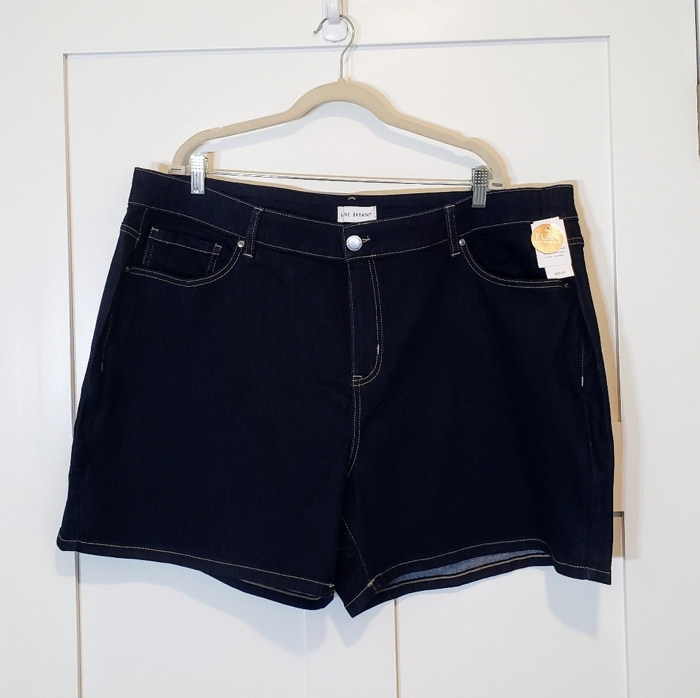 Lane Bryant Flex Magic Waistband Mid-Rise Girlfriend Shorts Darkwash Siz…